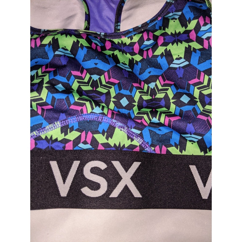 Victoria's Secret Sports Bra Size Medium Multicolor Geometric Logo Band - Picture 4 of 16